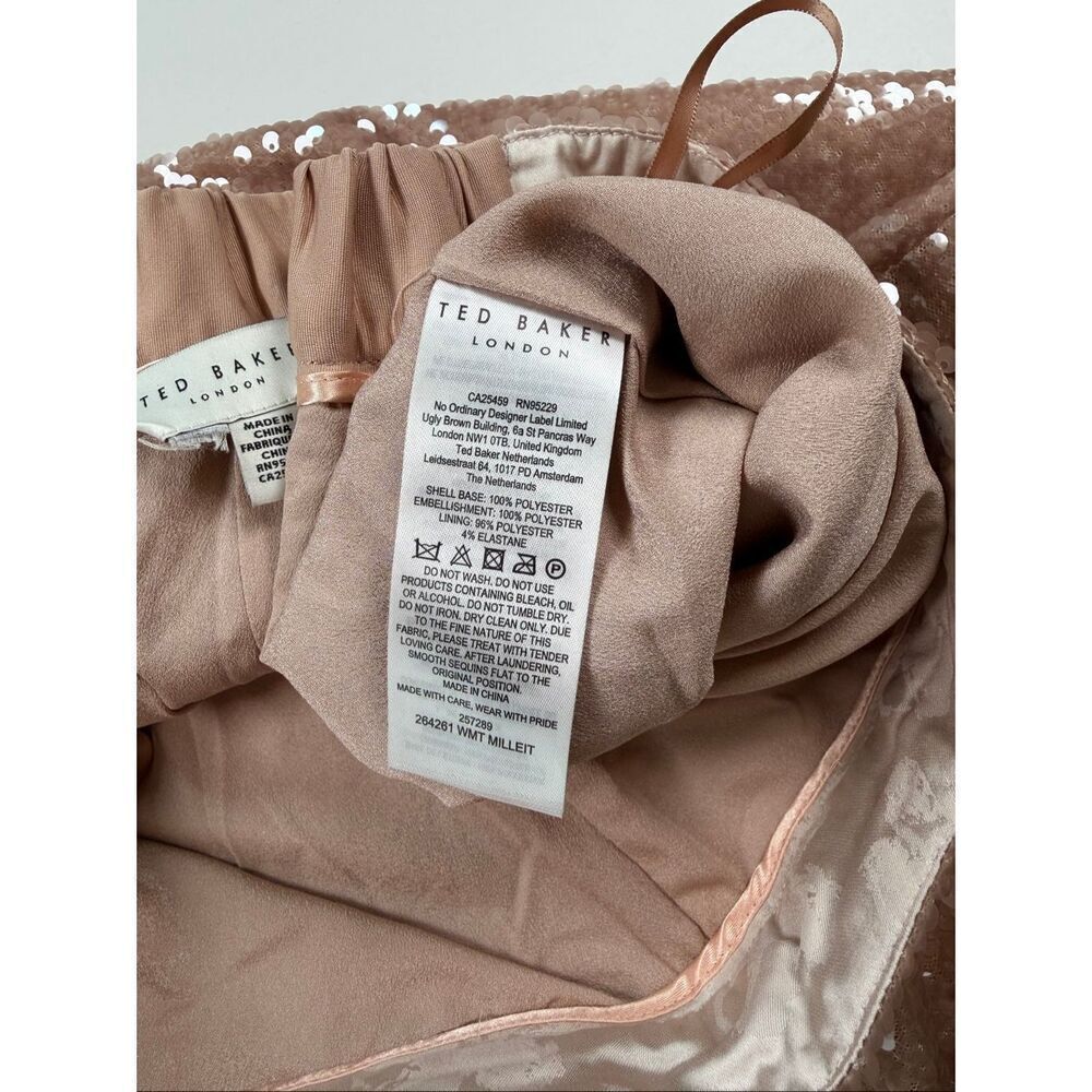 Ted Baker Milleit Matte Sequin Wide Leg Sequin High Rise Pant Light Pink Size 10 - Picture 5 of 12